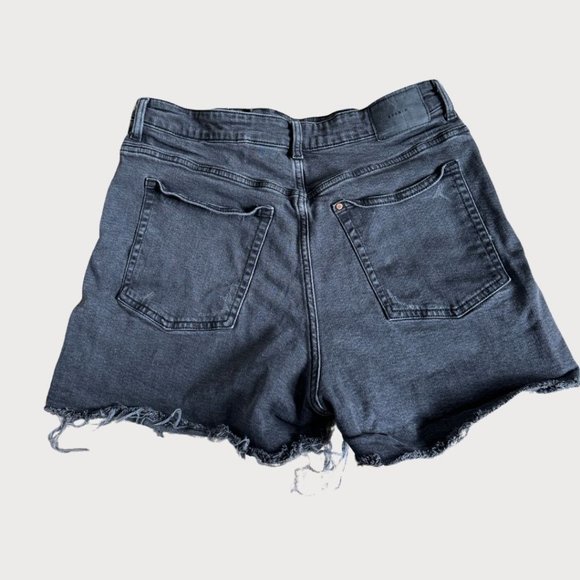 H&M black wash distressed denim mid length shorts | US 12 - Picture 2 of 4